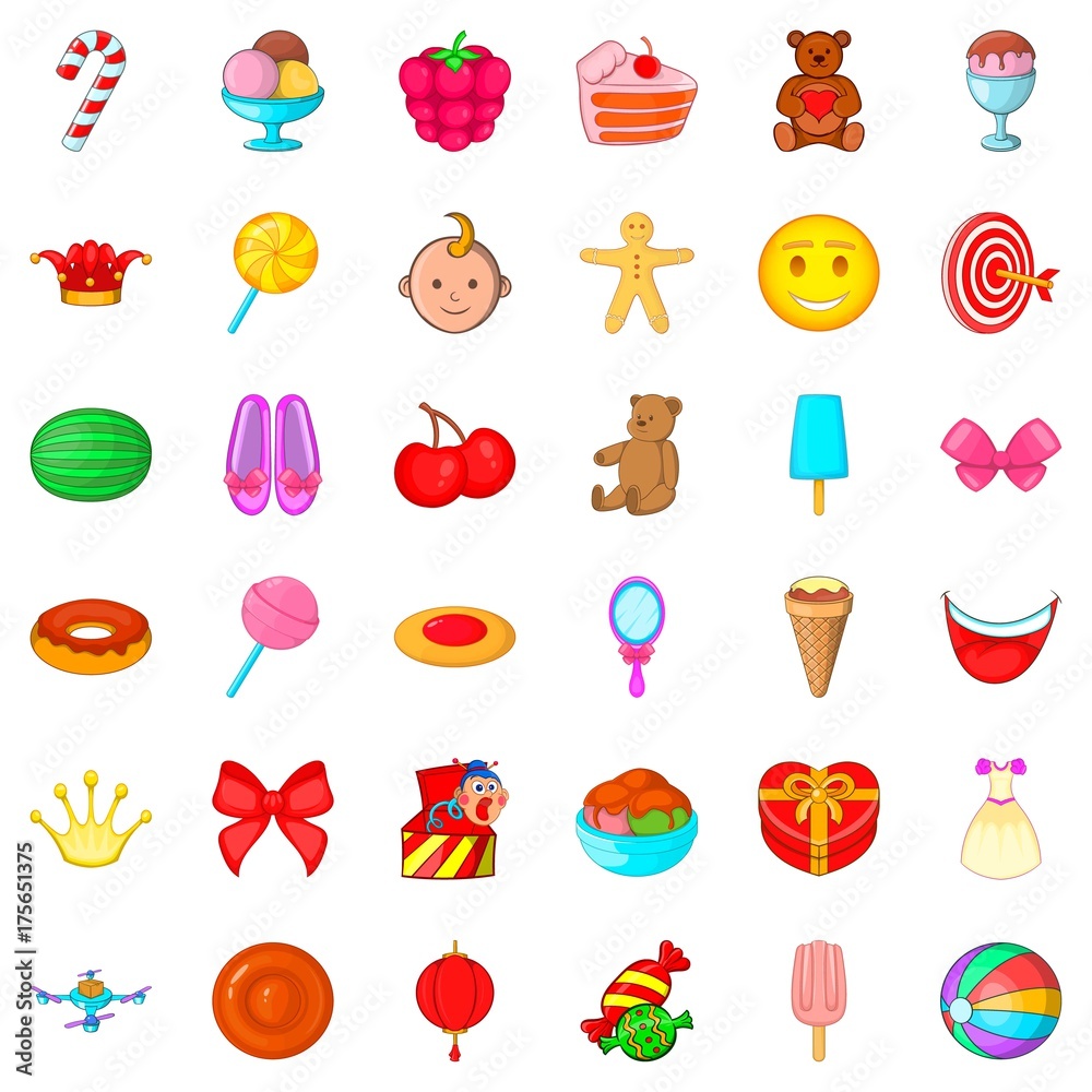 Fototapeta premium Cake icons set, cartoon style