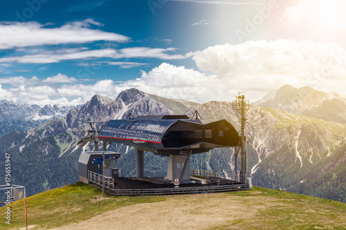 Air tram station in the Italian Alps Kronplatz or Plan de Corones