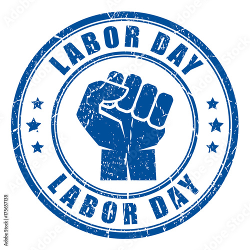 Labor day fist vector stamp