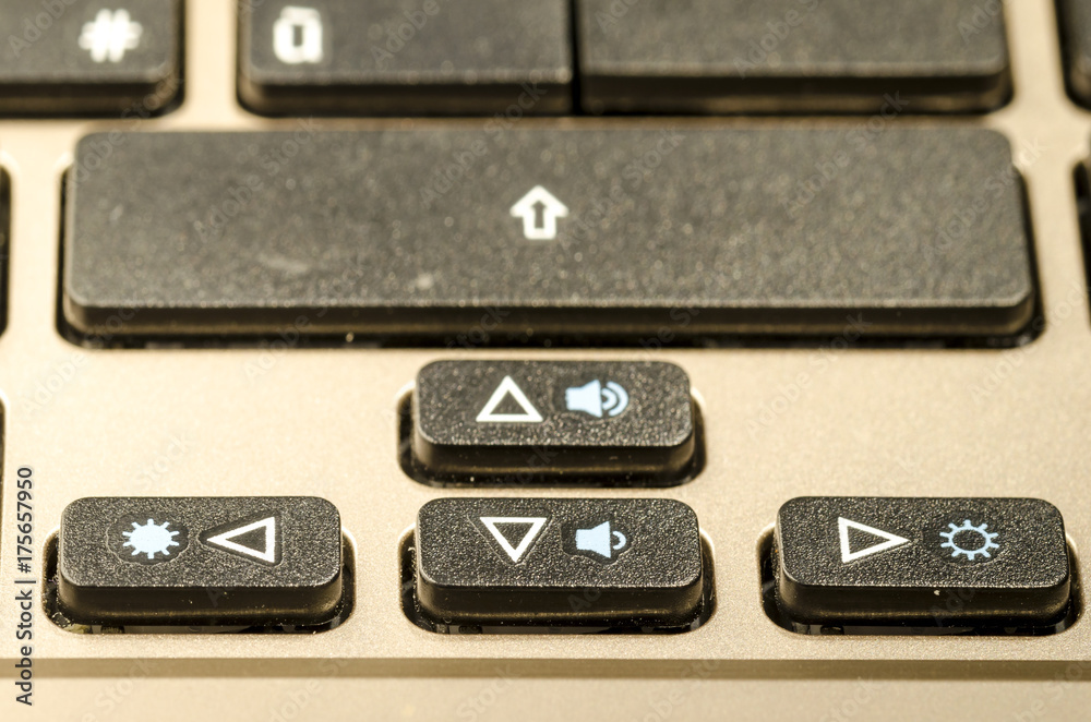 arrow, a keyboard detail, close up of a personal computer keyboard, with arrow command arrow, a keyboard detail, close up of a personal computer keyboard, with arrow command