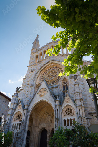 Soller, Mallorca. The medieval gothic cathedral Bartholomew church in Soller,