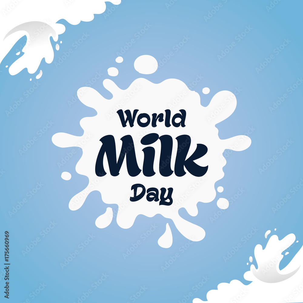 World Milk Day, 1 June. Milk splash and drops conceptual illustration vector.