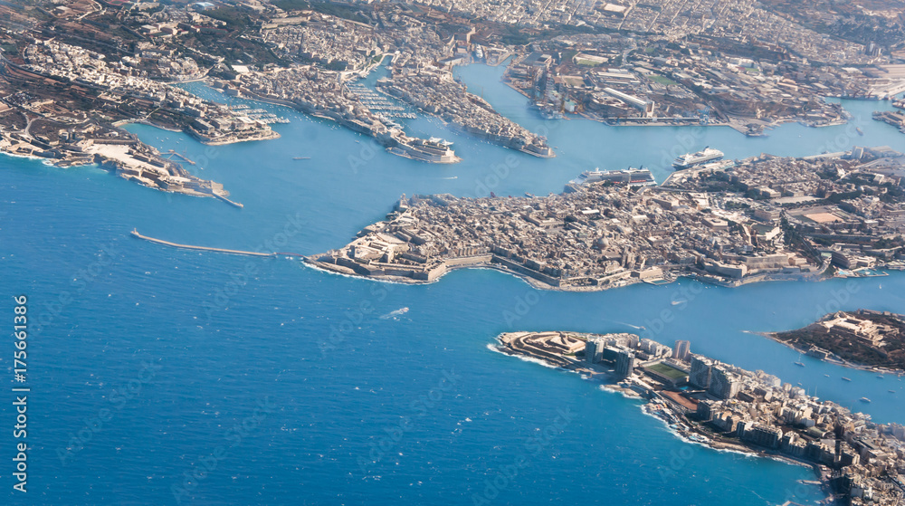 Aerial view over the Valletta, Malta 