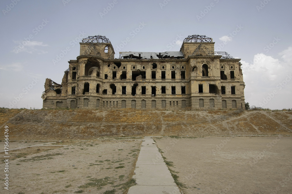 Ruined palace in Kabul, Afghanistan