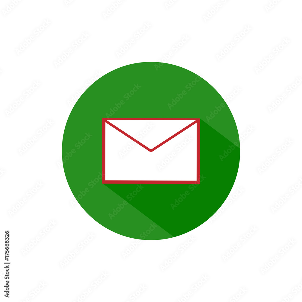 Message mail envelope round icon long shadow Message mail envelope round icon long shadow