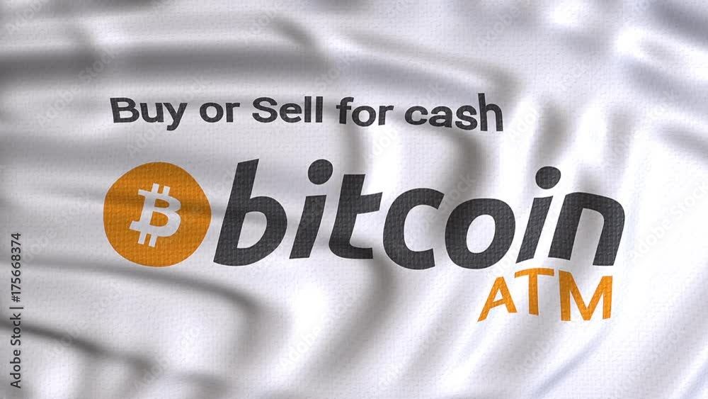 bitcoin atm white flag waving,buy or sell for cash text, Automated teller machine for bitcoin