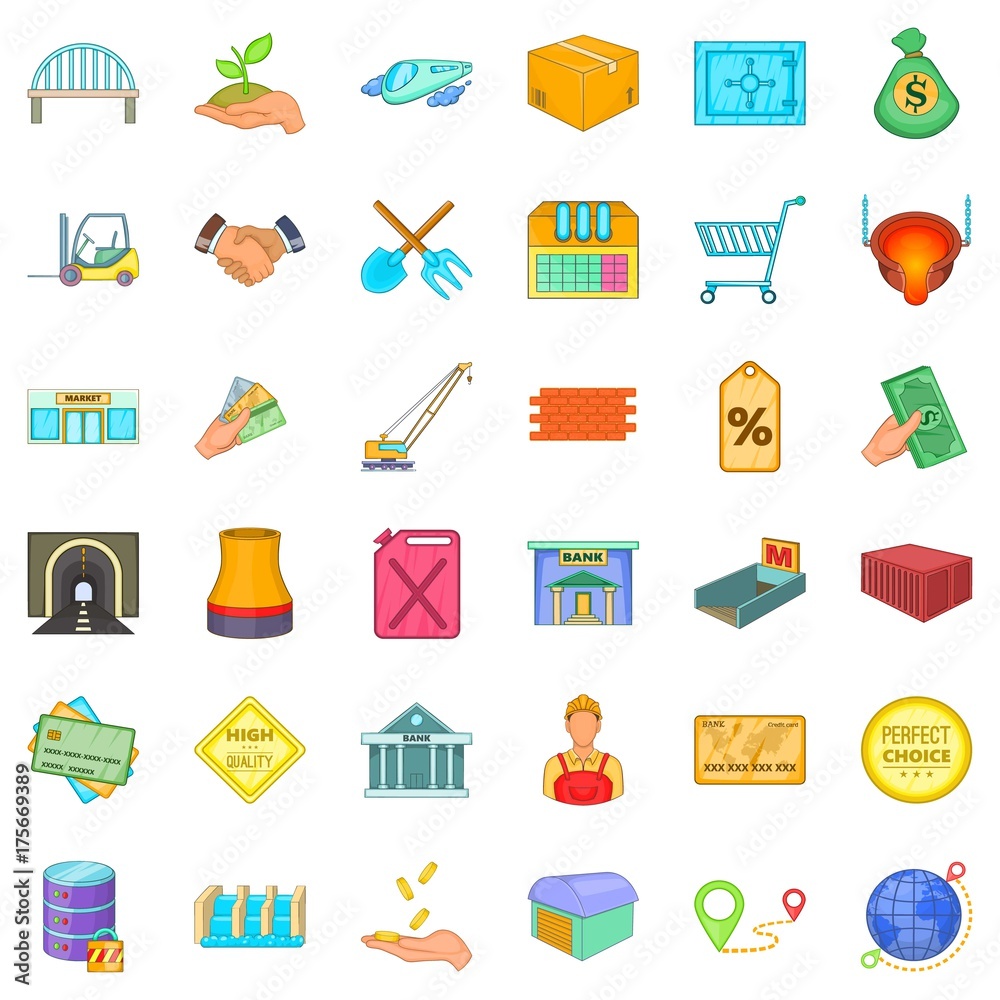 Canister icons set, cartoon style Canister icons set, cartoon style