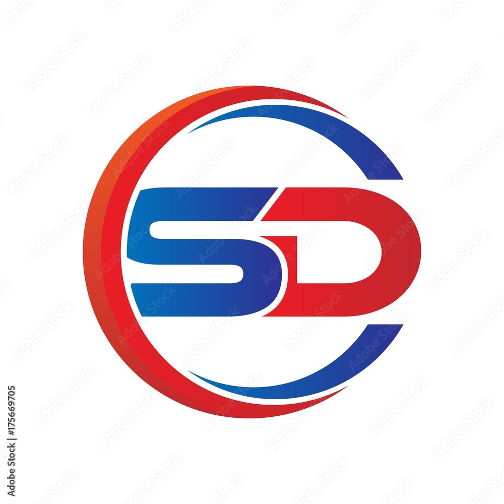 sd logo vector modern initial swoosh circle blue and red vector de Stock |  Adobe Stock