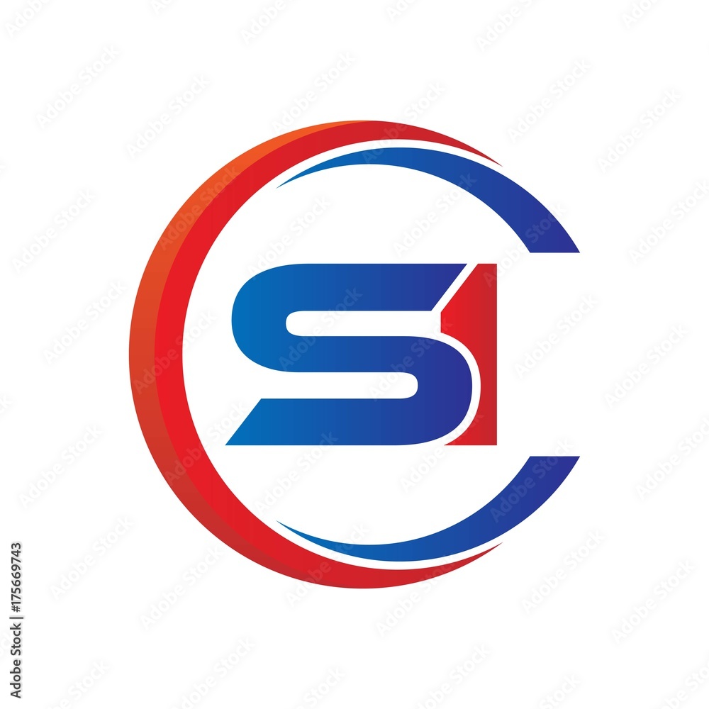 si logo vector modern initial swoosh circle blue and red si logo vector modern initial swoosh circle blue and red