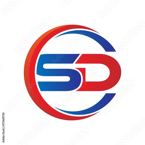 Free Download sd logo vector modern initial swoosh circle blue and red - GFXLoad