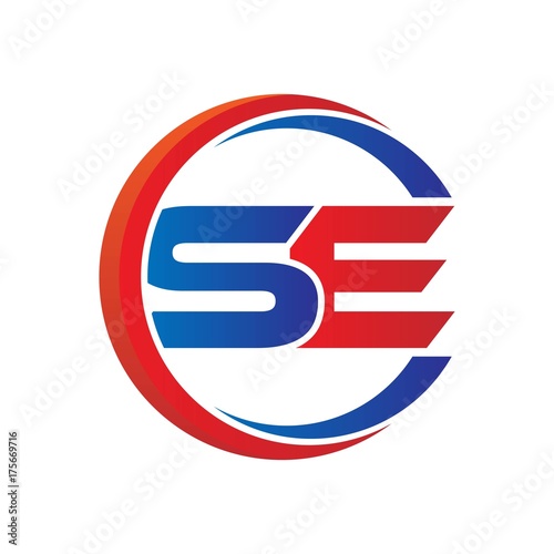 se logo vector modern initial swoosh circle blue and red