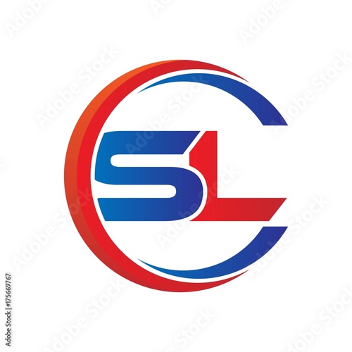 Free Download sl logo vector modern initial swoosh circle blue and red - GFXLoad