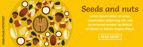 Seeds and nuts banner horizontal concept