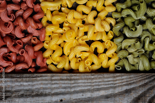 composition of raw pasta, frame of raw pasta. room for text photo