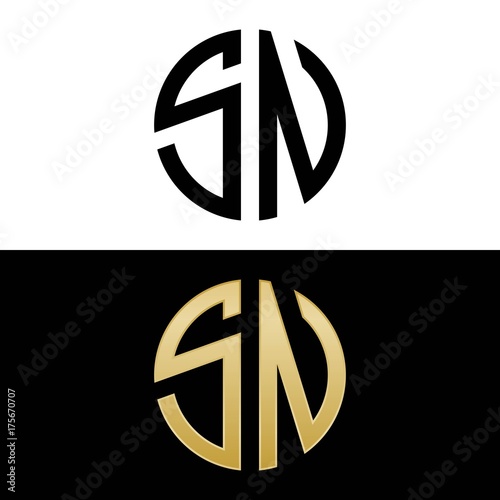 sn initial logo circle shape vector black and gold photo