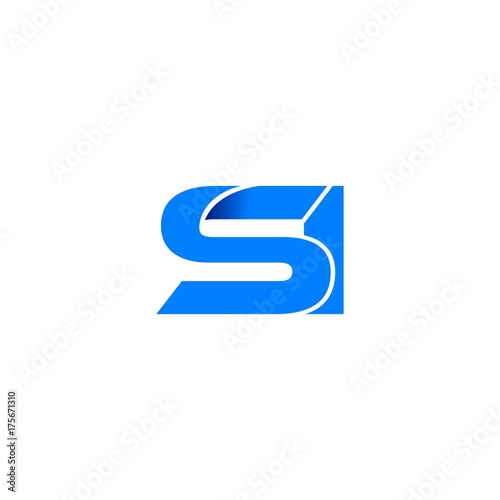 si logo initial logo vector modern blue fold style