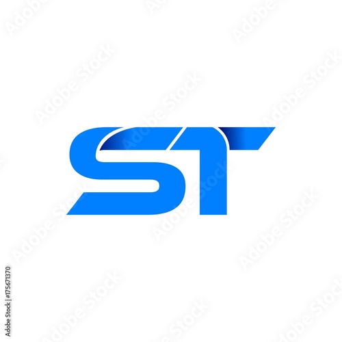 st logo initial logo vector modern blue fold style
