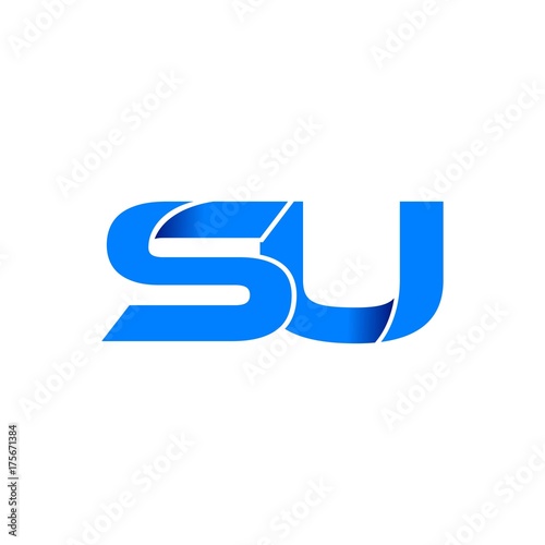 su logo initial logo vector modern blue fold style