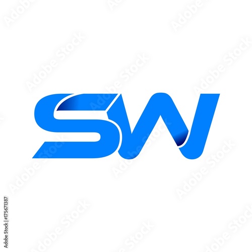 sw logo initial logo vector modern blue fold style