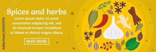 Spices and herbs banner horizontal concept