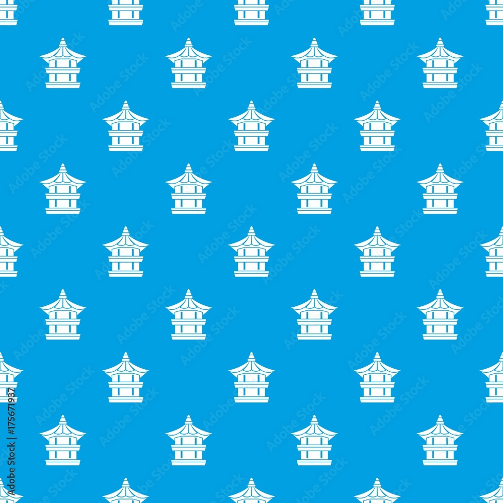 Traditional korean pagoda pattern seamless blue