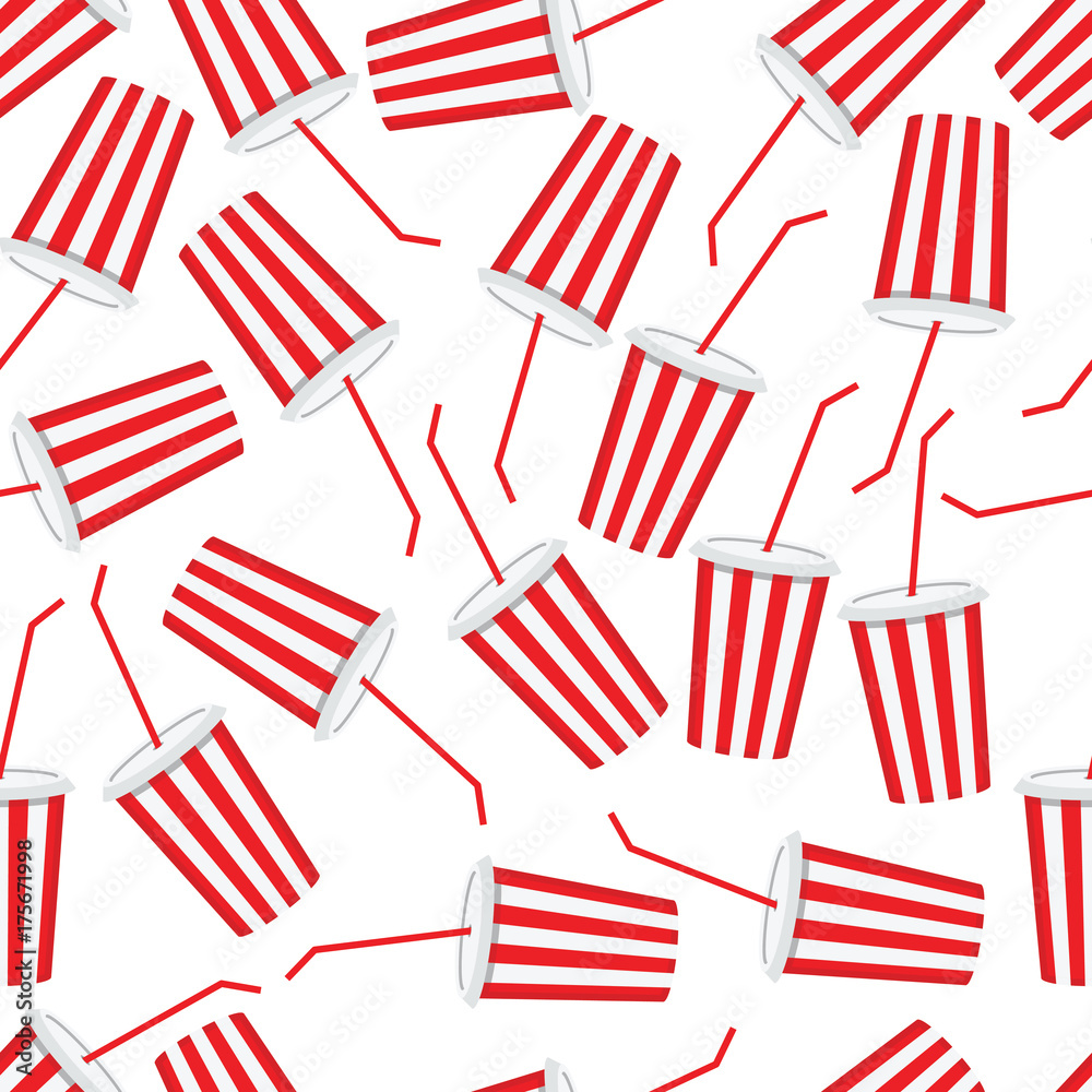Seamless red and white soda cups pattern vector Seamless red and white soda cups pattern vector