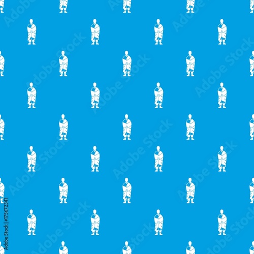 Buddhist monk pattern seamless blue