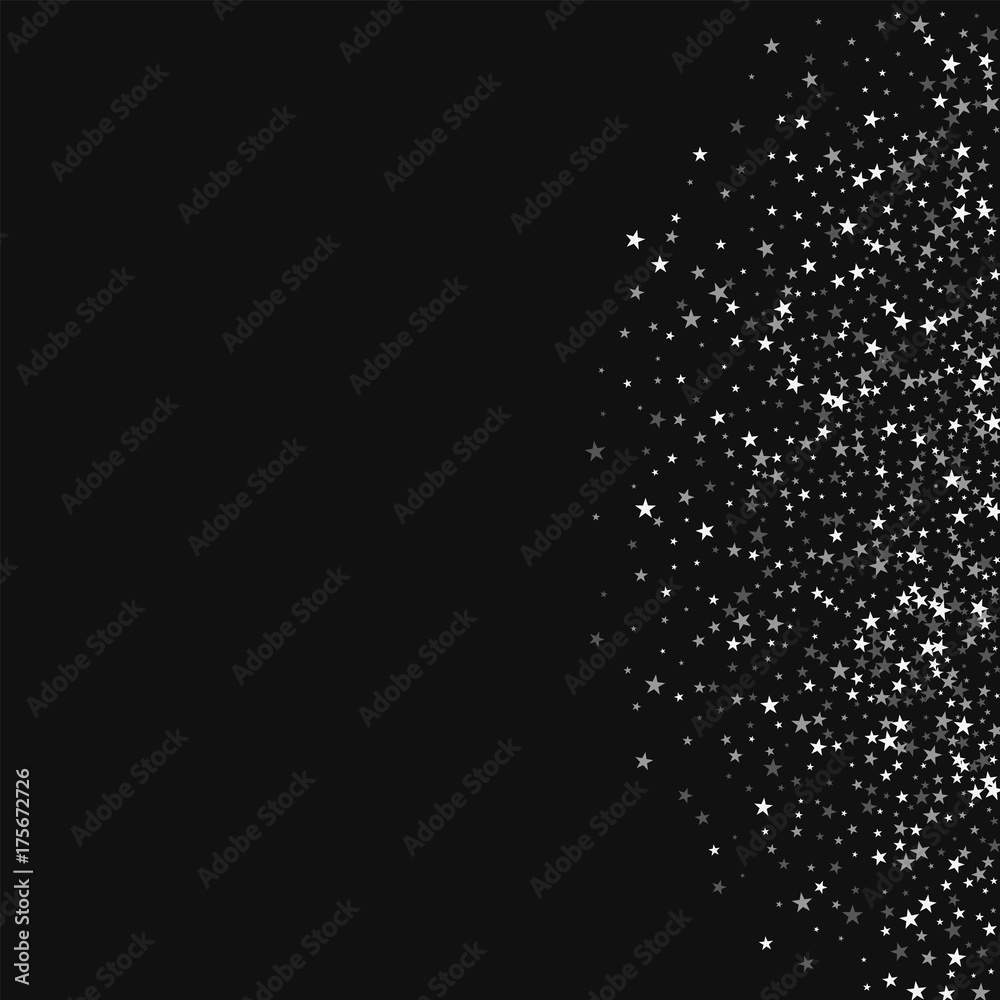 Amazing falling stars. Right semicircle with amazing falling stars on black background. Dazzling Vector illustration.