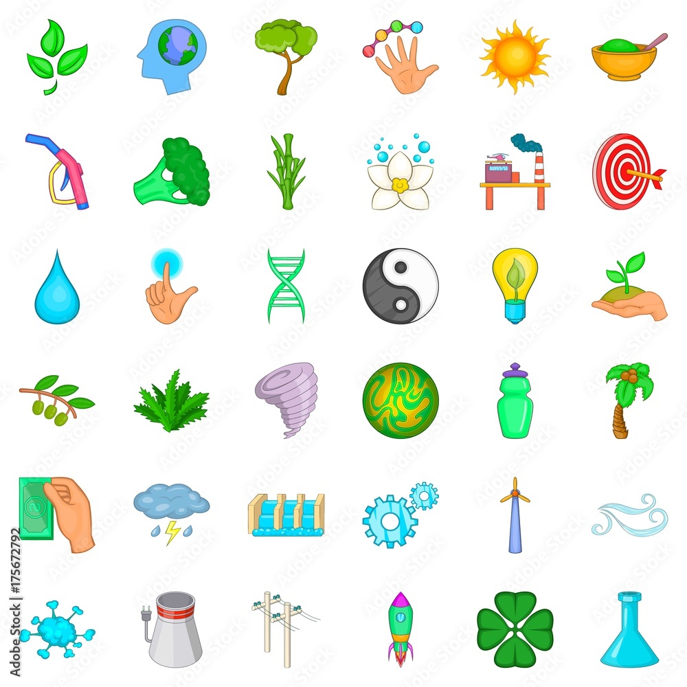 Energy icons set, cartoon style Energy icons set, cartoon style