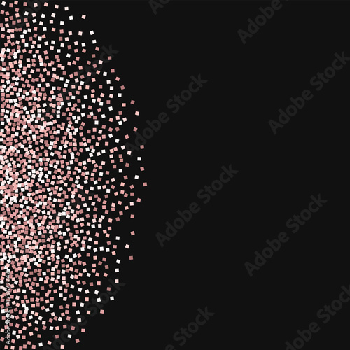 Pink gold glitter. Left semicircle with pink gold glitter on black background. Extraordinary Vector illustration.