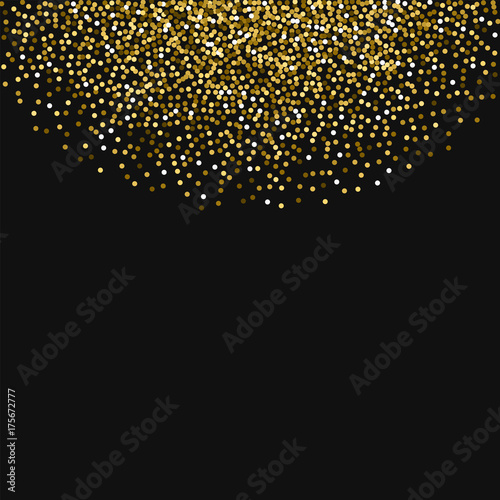 Round gold glitter. Top semicircle with round gold glitter on black background. Cute Vector illustration.