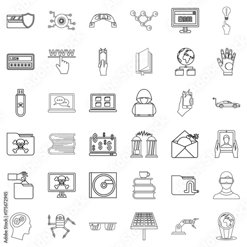 File icons set, outline style