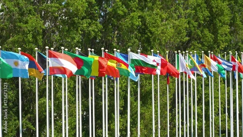 World Flag Poles In Lisbon, Portugal