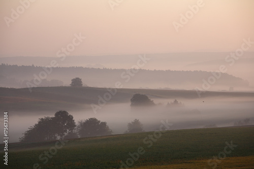 Morning mood, Rhoen-Grabfeld, Franconia, Bavaria, Germany, Europe