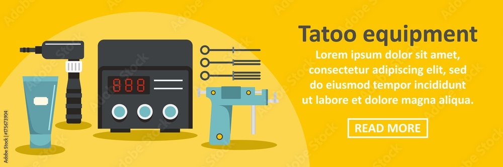 Tattoo equipment banner horizontal concept