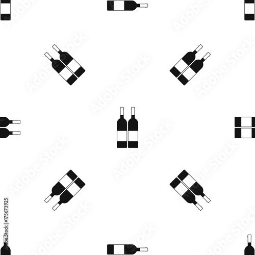 Two bottles of wine pattern seamless black