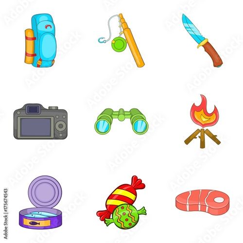 Huntsman icons set, cartoon style