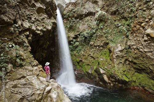 Fotografie, Obraz Waterfall, Hacienda Guachipelin, Rincon de la Vieja, Guanacaste, Costa Rica, Cen