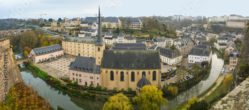 Autumn panorama of Abbey de Neumunster in Luxembourg