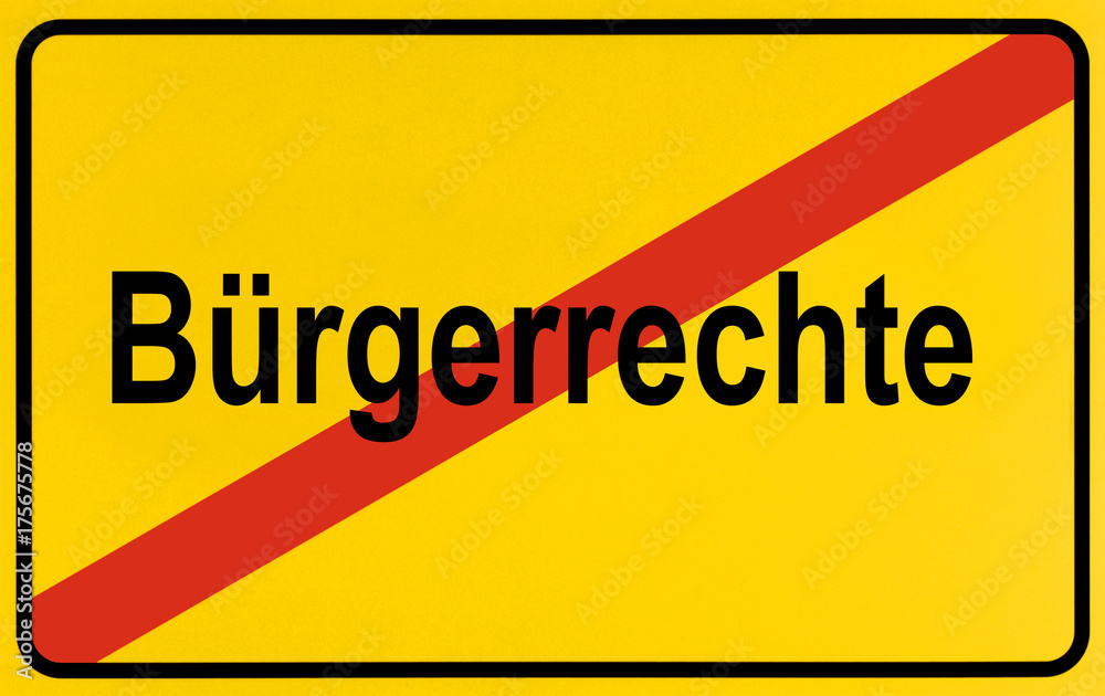 Fototapeta premium German city limits sign symbolising civil rights abuse