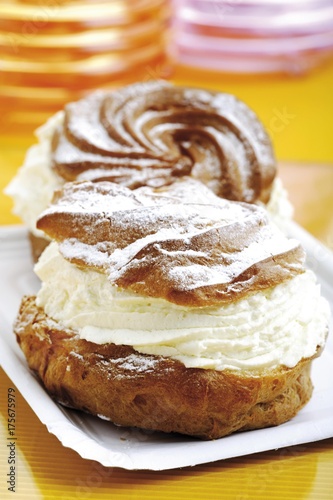 Cream puff with cream