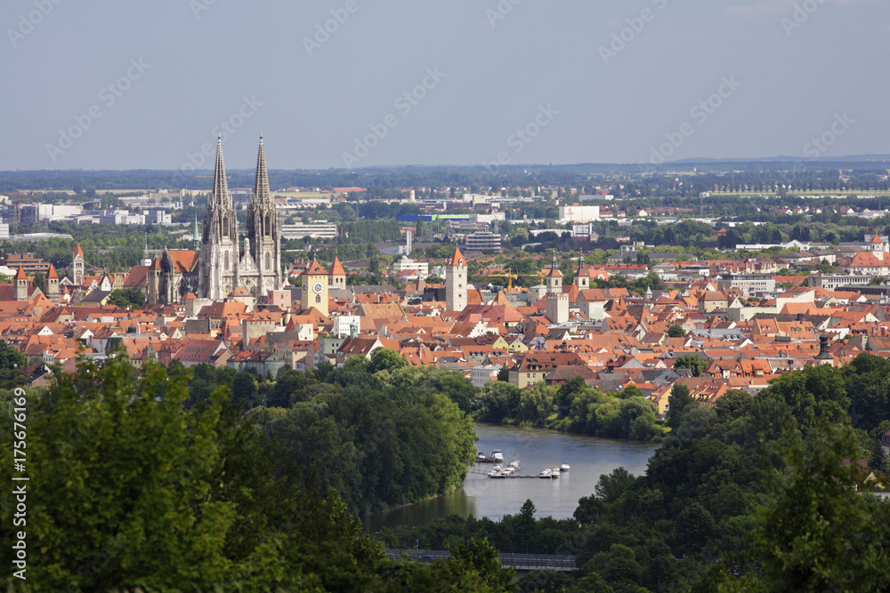 Regensburg, view from Winzer, Upper Palatinate, Bavaria, Germany, Europe
