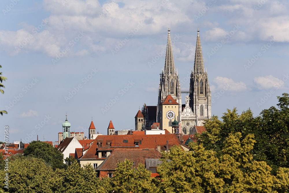 Fotografie Cathedral, Regensburg, Upper Palatinate, Bavaria, Germany, Europe