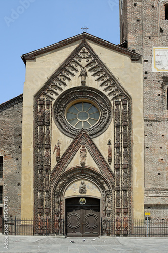 Chivasso at the Po Province Turin Piedmont Italy cathedrale S. maria Assunta gothic portal