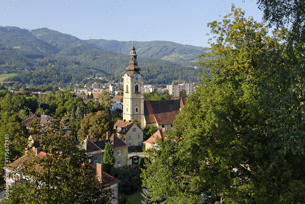 Church St Jakob Leoben in the Mur valley Styria Austria Church St Jakob Leoben in the Mur valley Styria Austria