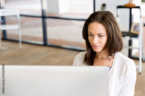 Portrait of businesswoman working at computer in office