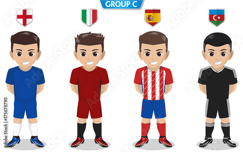 Vector Character of Football / Soccer Team for European Championship Group C