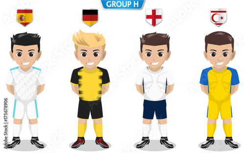 Vector Character of Football / Soccer Team for European Championship Group H photo