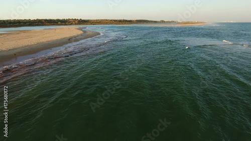 Aerial. Videography of drone flying over the Ria Formosa. Tavira