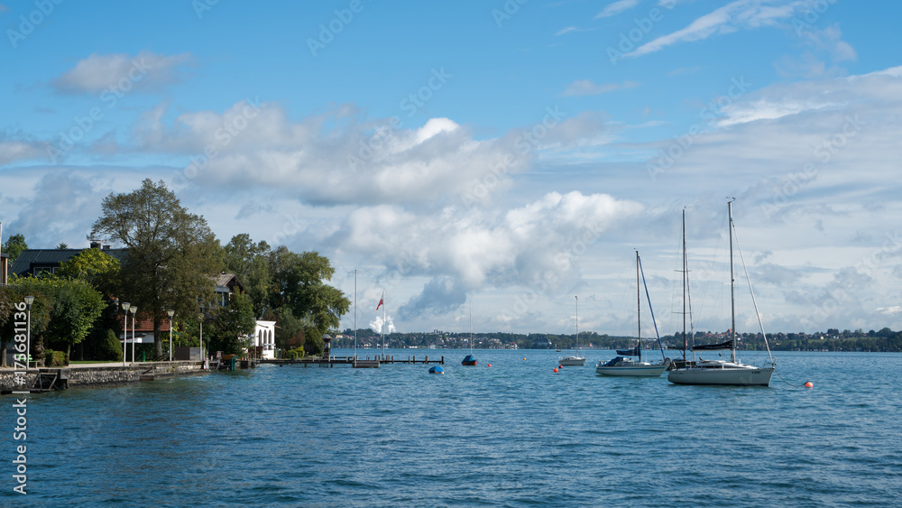 Yachts Moored on the Lake at Attersee